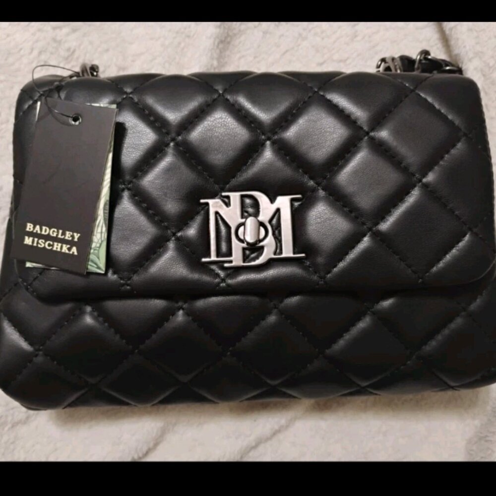 Badgley Mischka Quilted Crossbody, Black